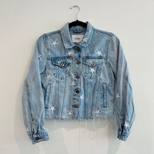 Distressed Embroidered Star Pistola Jean Jacket